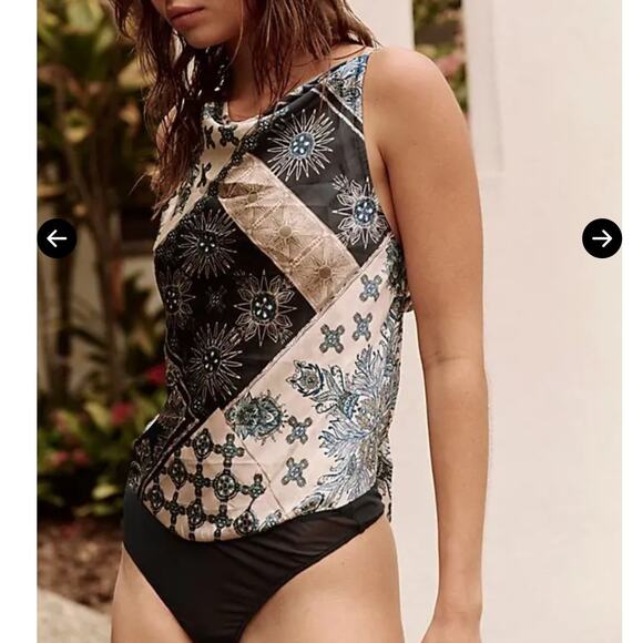 Free People Tops - Free People Intimately Blue Bandana Bodysuit